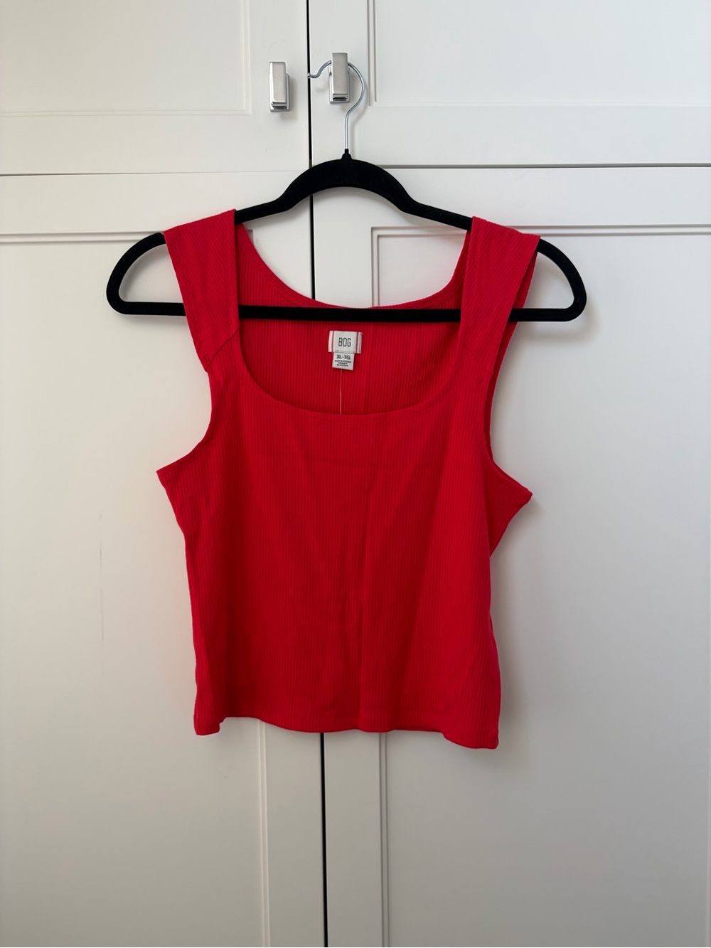 Urban Outfitters Red Ribbed Square-Neck Tank